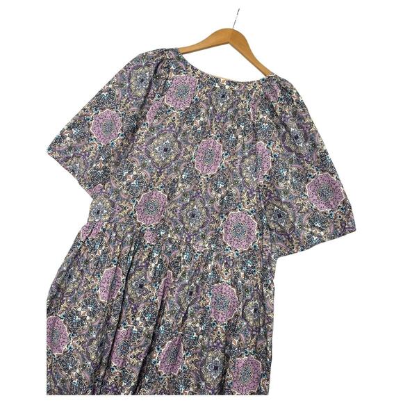 Lane Bryant Dress Womens 24P Purple Midi Geometric Boho Tiered Pockets Peasant - Picture 12 of 15